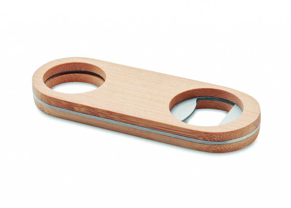 Logo trade corporate gift photo of: Oval Bamboo bottle opener VALBAMPER