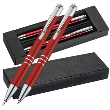 Logo trade promotional merchandise photo of: Metal writing set CLAREMONT
