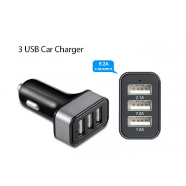 Logo trade promotional products image of: Car Charger with 3 USB ports