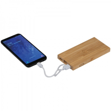 Logo trade promotional giveaways image of: Bamboo power bank KATOWICE