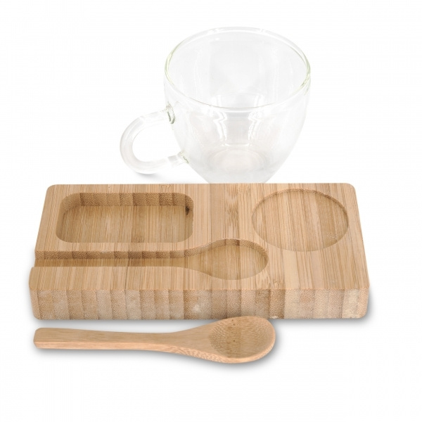 Logo trade promotional gift photo of: Tray with cup and spoon FORMOSA 150 ml