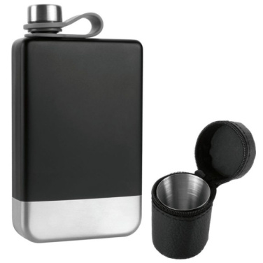 Logotrade corporate gift image of: Hip flask set TAHAT Schwarzwolf