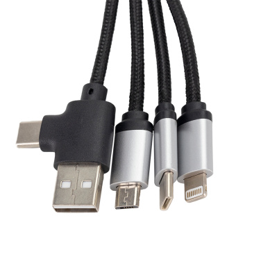 Logotrade promotional product image of: 4-in-1 cable with elighted logo in a wooden casing, LH-ZMU05