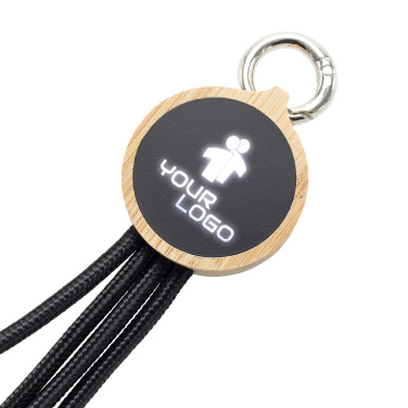 Logotrade promotional product picture of: 4-in-1 cable with elighted logo in a wooden casing, LH-ZMU05