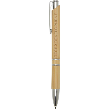 Logo trade promotional giveaway photo of: Wicker bamboo ballpoint pen