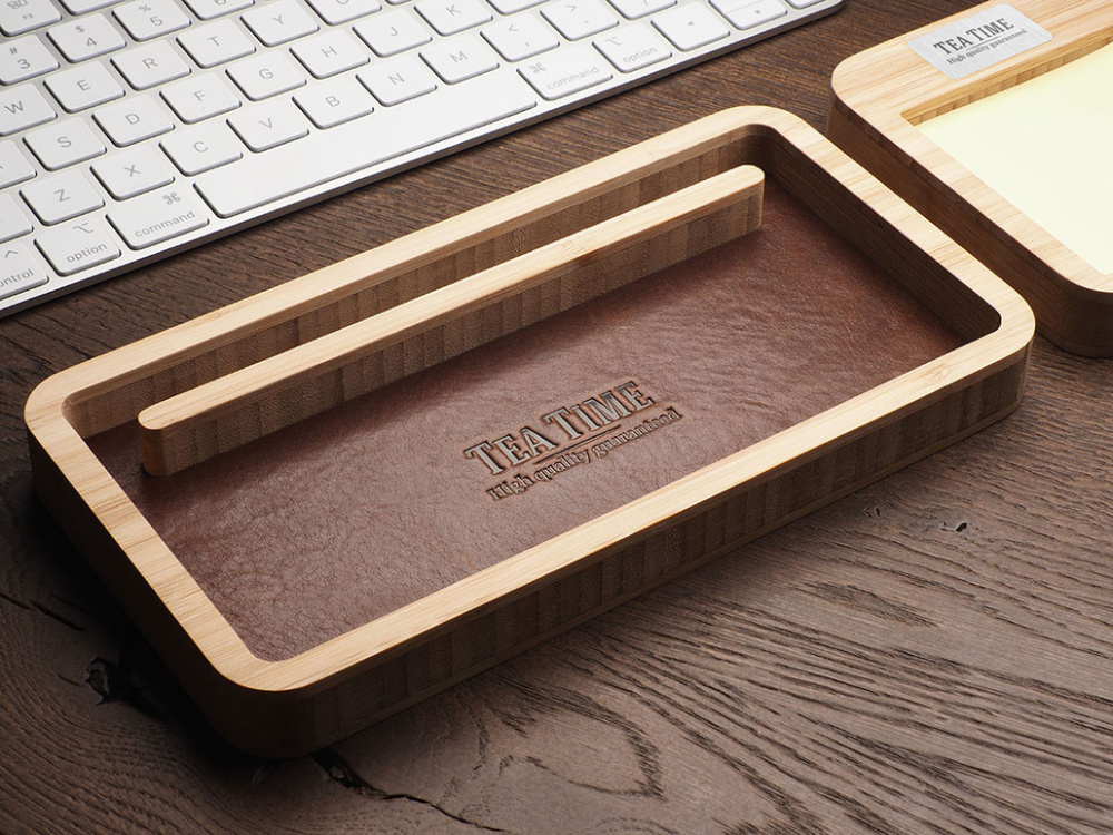 Logo trade corporate gifts image of: Wooden desk organiser 1852292