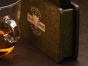 Logo trade promotional item photo of: Wooden box with 4 coasters 1871121