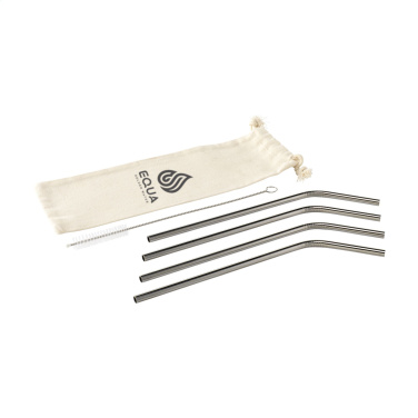 Logo trade promotional giveaways image of: ECO RVS 4 pieces ECO Straw Set stainless-steel straws