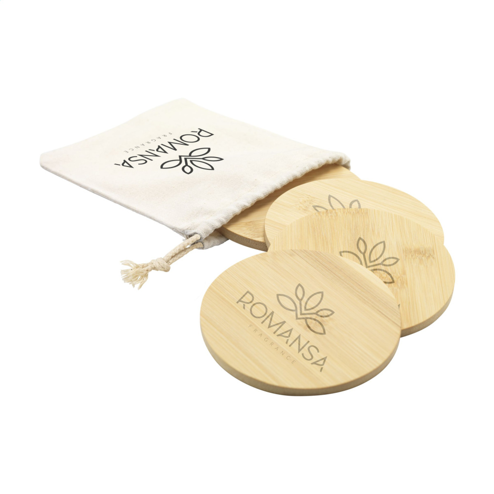 Logo trade promotional items image of: Bamboo Coaster Set
