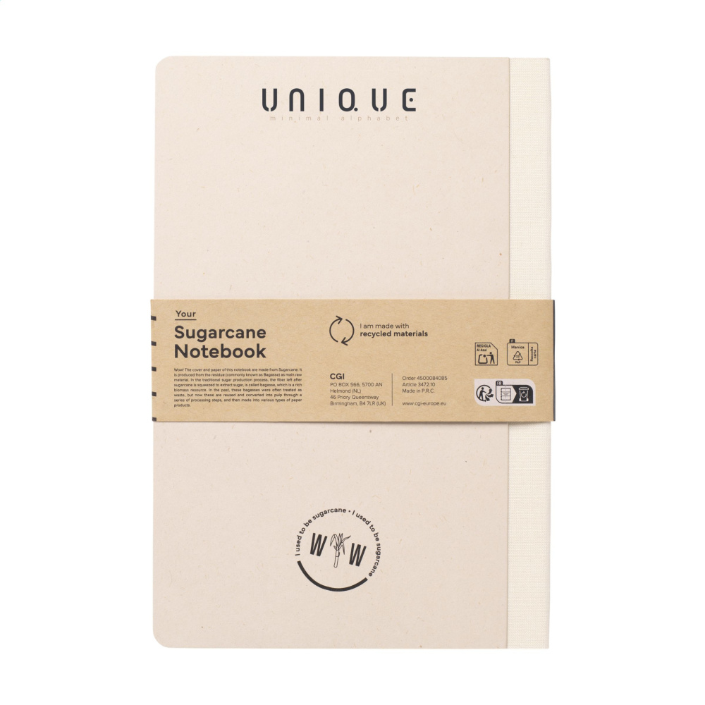 Logotrade promotional merchandise picture of: Sugarcane Paper Notebook A5