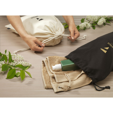 Logo trade promotional gifts image of: Gift Pouch Natural GRS Recycled Cotton (150 g/m²) L