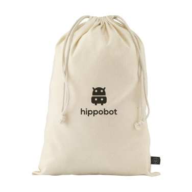 Logotrade corporate gift image of: Gift Pouch Natural GRS Recycled Cotton (150 g/m²) L