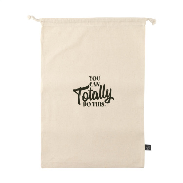 Logo trade business gifts image of: Gift Pouch Natural GRS Recycled Cotton (150 g/m²) L
