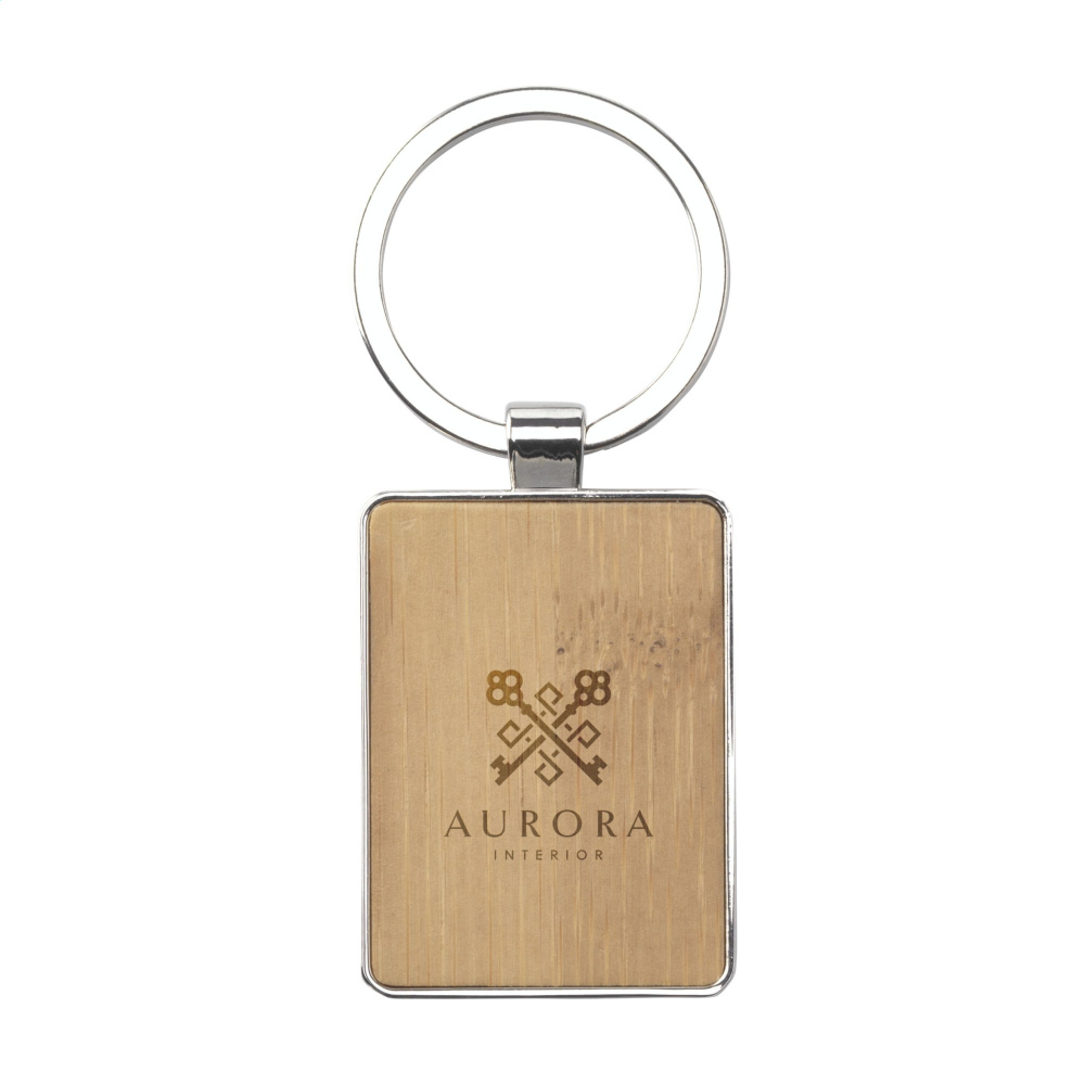 Logotrade promotional product picture of: Bamboo Key Rectangle keyring