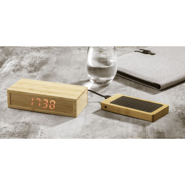 Logo trade business gift photo of: Bamboo Alarm Clock with Wireless Charger