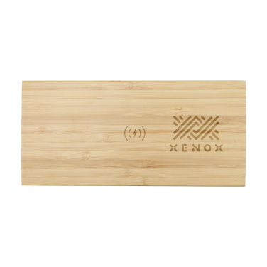 Logo trade corporate gifts picture of: Bamboo Alarm Clock with Wireless Charger
