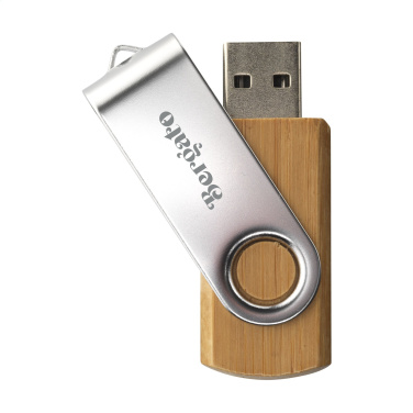 Logo trade promotional gifts image of: USB Twist Bamboo 8 GB