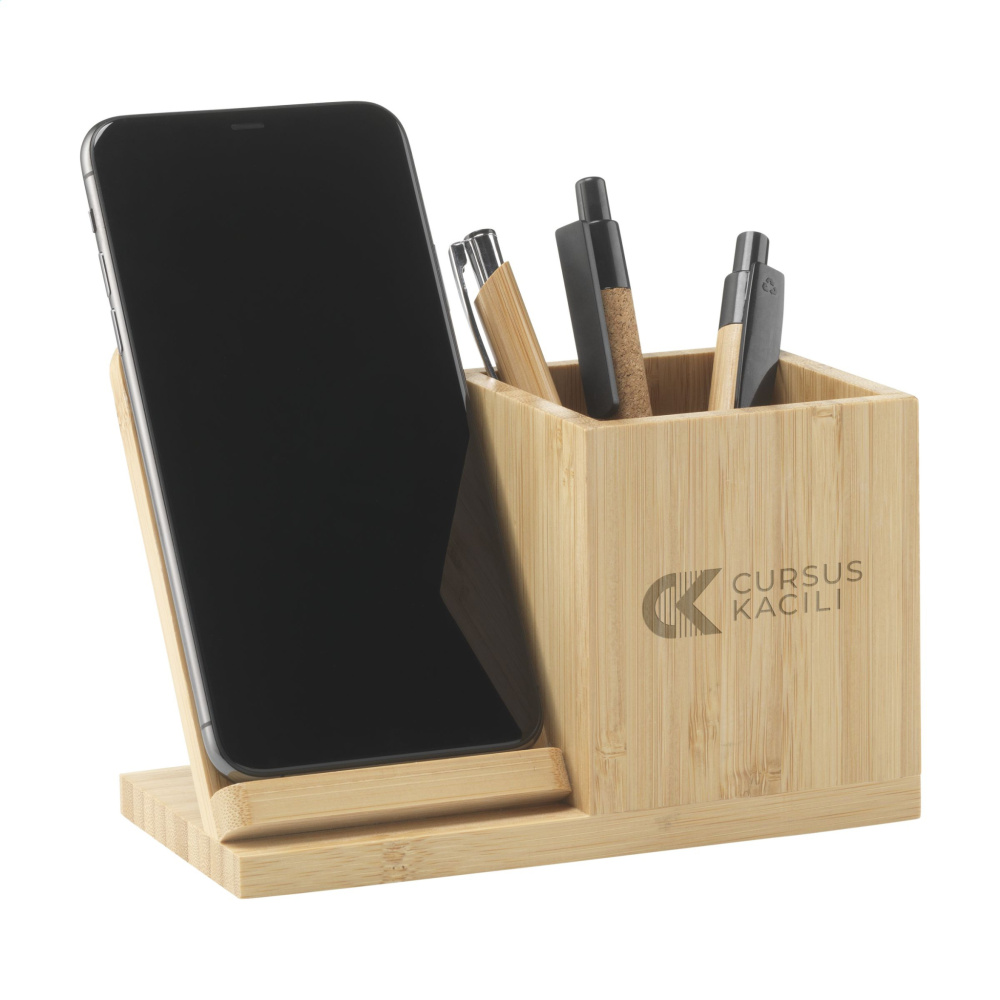Logotrade promotional items photo of: Bamboo Boss 15W charger/pen holder