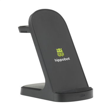 Logotrade promotional product image of: Triple-Up RCS Recycled ABS Wireless Charger Stand