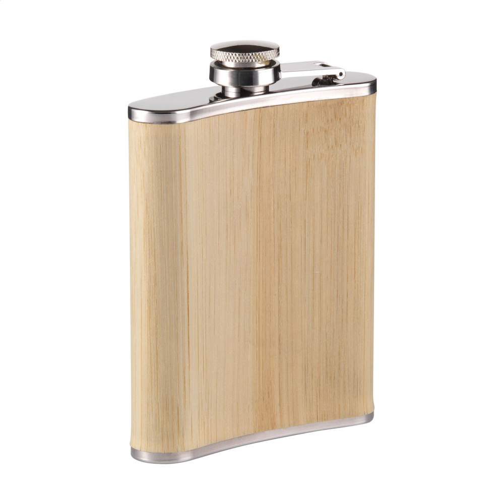 Logo trade promotional products image of: Hipflask Bamboo 200 ml drinking bottle