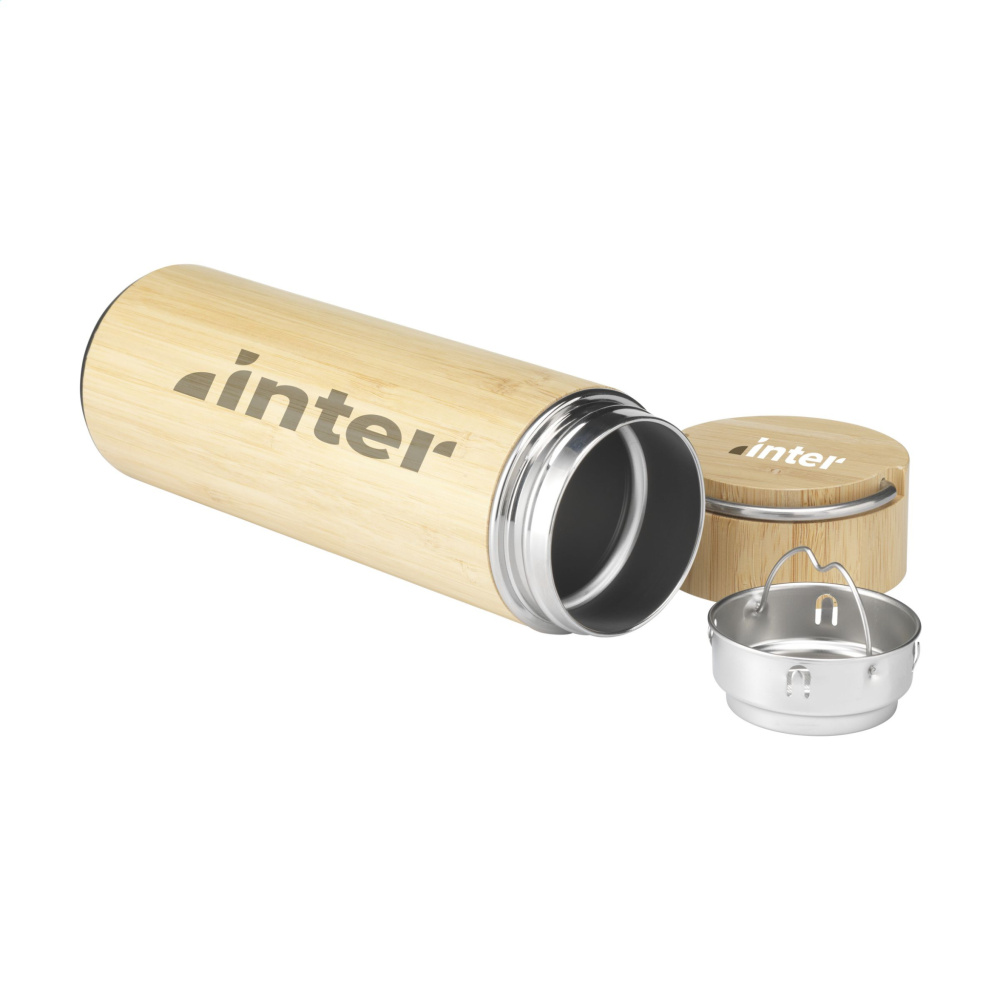 Logo trade promotional merchandise photo of: Nikko 330 ml bamboo thermo bottle/thermo cup