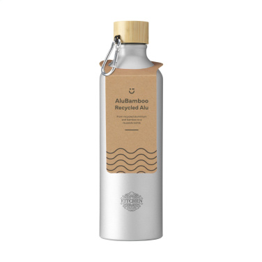 Logo trade promotional giveaways image of: AluBamboo GRS Recycled Alu 750 ml water bottle
