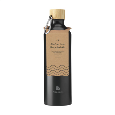 Logo trade promotional merchandise photo of: AluBamboo GRS Recycled Alu 750 ml water bottle