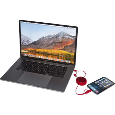 Logo trade promotional merchandise image of: Alasia 5-in-1 100 cm recycled plastic and aluminium retractable data sync and 45W fast charge cable