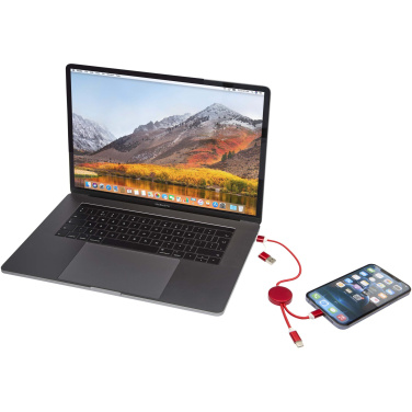 Logotrade advertising product image of: Alasia 5-in-1 recycled aluminium and plastic 30 cm data sync and 27W fast charge cable