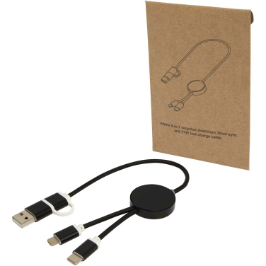 Logotrade promotional item picture of: Alasia 5-in-1 recycled aluminium and plastic 30 cm data sync and 27W fast charge cable