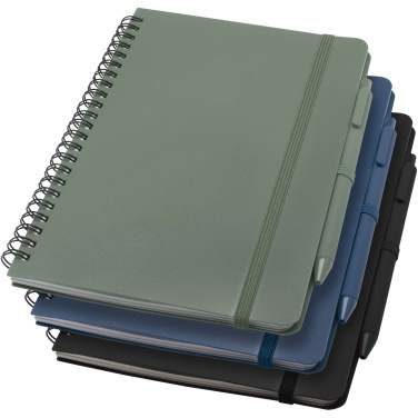 Logo trade promotional products image of: Thalaasa A5 ocean-bound hard cover notebook with ballpoint pen (black ink)