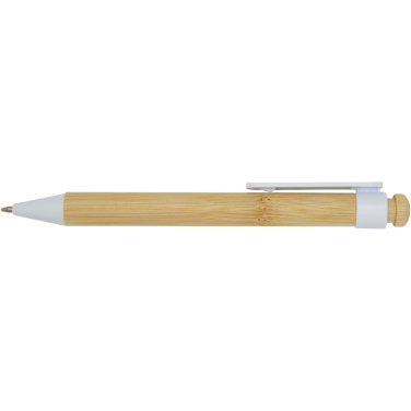 Logo trade promotional gifts image of: Rattan bamboo and recycled plastic ballpoint pen (black ink)