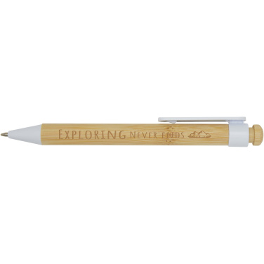 Logo trade business gift photo of: Rattan bamboo and recycled plastic ballpoint pen (black ink)