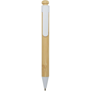 Logo trade promotional items picture of: Rattan bamboo and recycled plastic ballpoint pen (black ink)