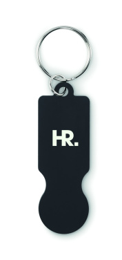 Logo trade promotional gifts image of: Key ring with trolley token