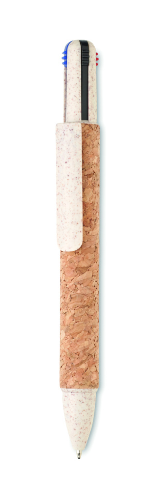 Logo trade advertising products picture of: Cork 4-colour ink ball pen