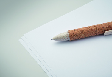 Logo trade promotional item photo of: Cork 4-colour ink ball pen