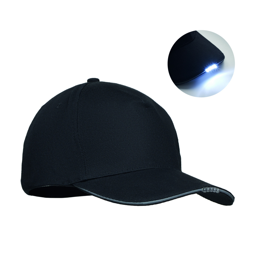 Logo trade corporate gifts image of: 5 panel LED cotton cap 220gr/m²
