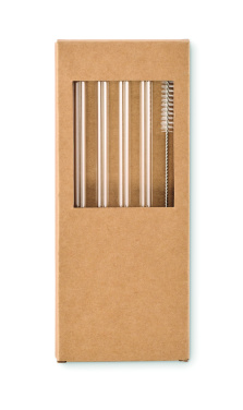 Logo trade promotional products picture of: 4 reusable glass straws