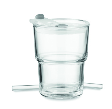 Logo trade business gift photo of: Glass tumbler with straw 400ml
