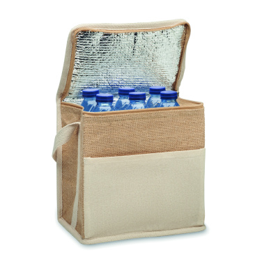 Logo trade promotional gift photo of: Jute and canvas cooler bag 3L