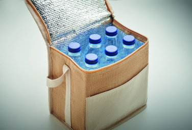 Logo trade promotional giveaways picture of: Jute and canvas cooler bag 3L