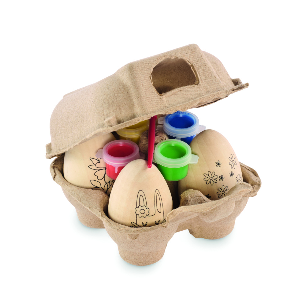 Logotrade promotional product image of: Wooden eggs painting set