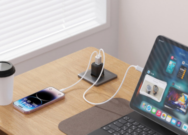 Logotrade promotional item picture of: Urban Vitamin Monterey RCS recycled plastic 20W GAN charger