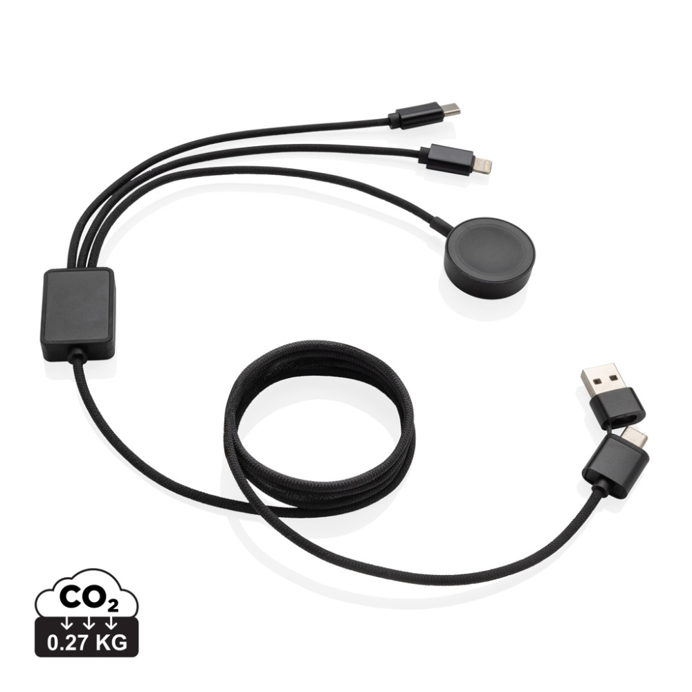 Logo trade promotional merchandise image of: Terra RCS rPET 6-in-1 charging cable with watch charger