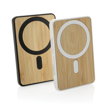 Logo trade promotional gift photo of: Zen RCS rplastic 5000 mah 5W magnetic bamboo powerbank