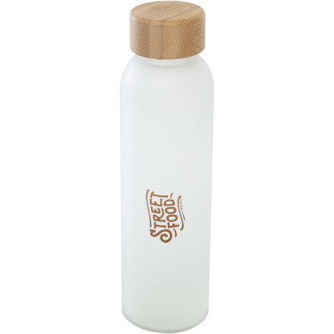 Logotrade advertising products photo of: Lume 500 ml matte soda lime glass bottle with bamboo lid