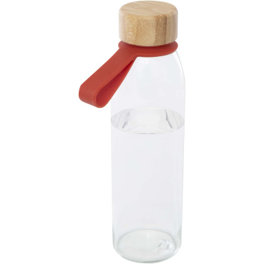 Logotrade business gifts photo of: Porto 500 ml glass water bottle with silicone handle and bamboo lid 