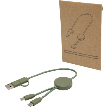 Logo trade promotional gifts image of: Citala 5-in-1 recycled plastic 30 cm data sync and 27W fast charge cable