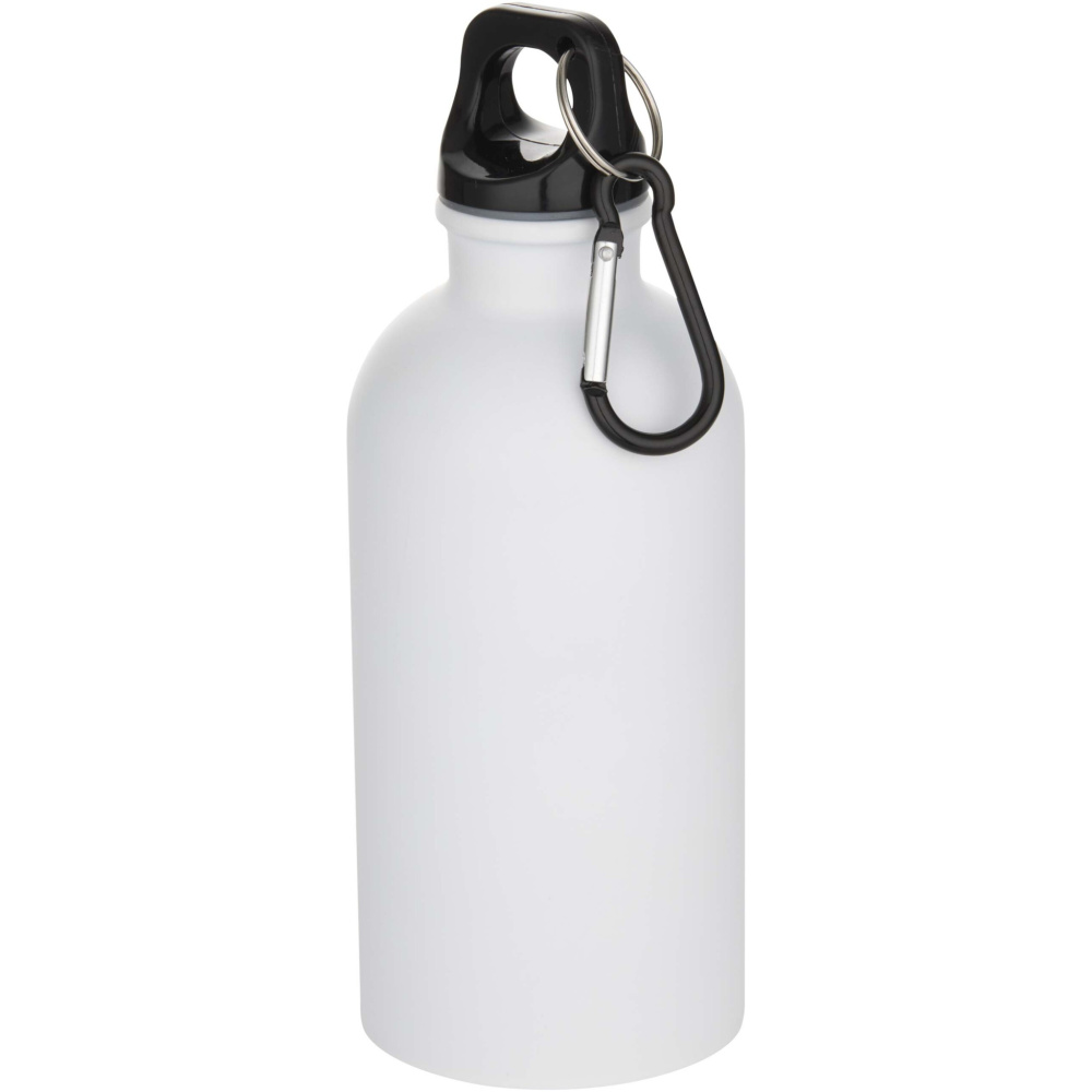 Logotrade promotional items photo of: Oregon 400 ml matte RCS recycled single wall stainless steel water bottle with carabiner
